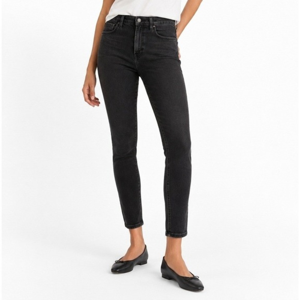 Everlane Womens Mid Rise‎ Skinny Ankle Jeans Washed Black Size 27 Stretch Denim